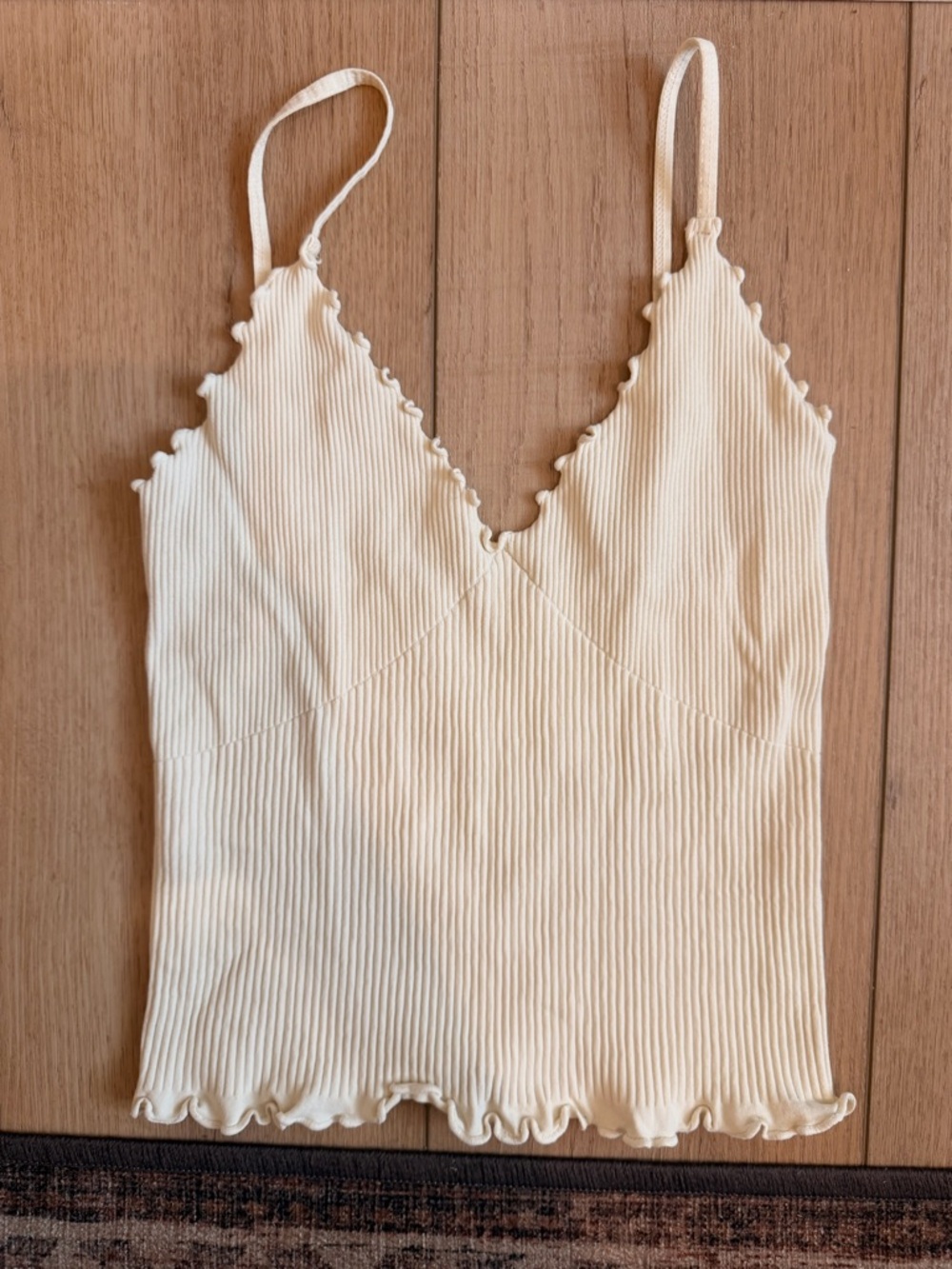 Intimately Free People Cream Ribbed Camisole Top